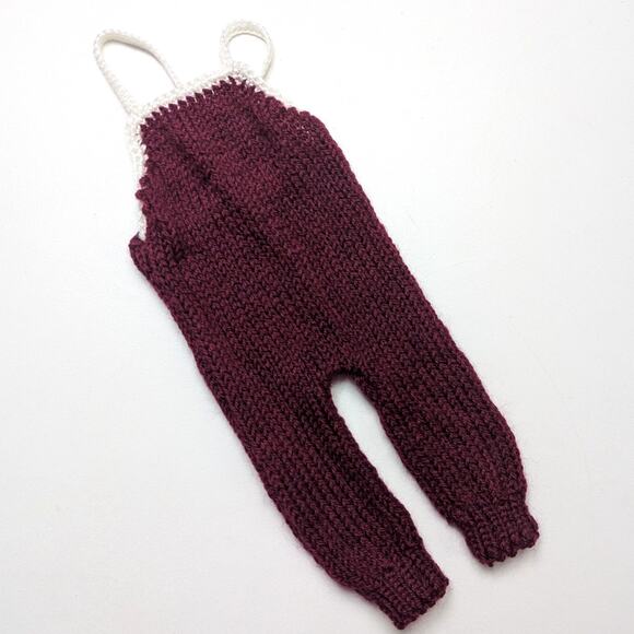 Vintage Handmade Romper Baby Girls Size Preemie Burgundy Knit Jumpsuit - Picture 1 of 5